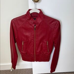 Women's Red Leather Jacket